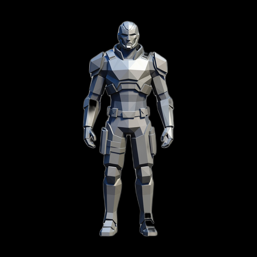 Soldat futuriste low poly 3D gratuit
