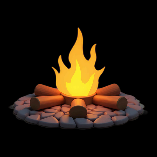 Feu de camp stylisé en 3D