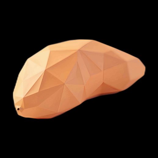Foie 3D polygonal orange simplifié
