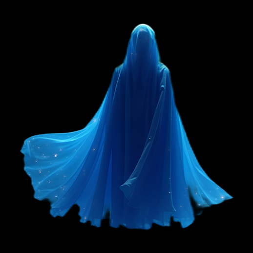 Cape bleue translucide avec capuche