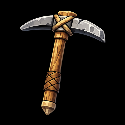 Pioche cartoon 3D gratuit manche bois - modele 3D gratuit