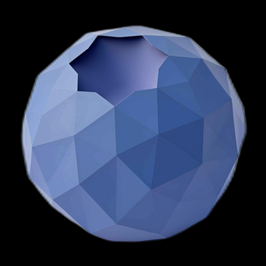 Sphère polygonale bleue avec cavité
