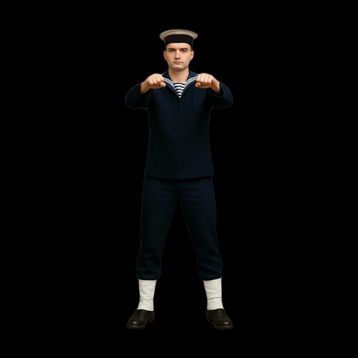 Marin 3D gratuit personnage uniforme naval