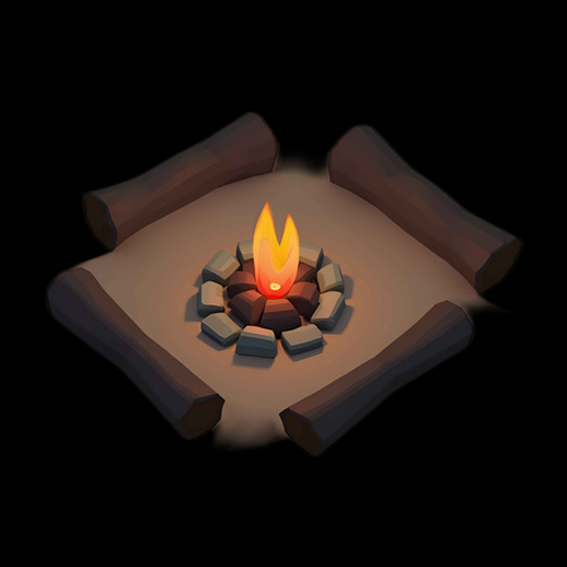 Campfire asset 3D stylized