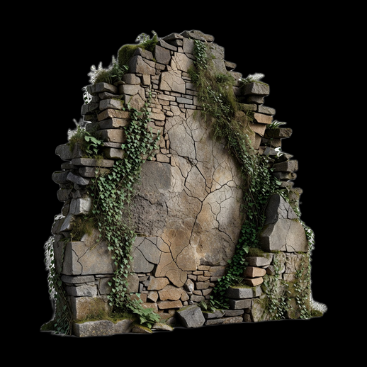 Mur en ruines 3D gratuit avec lierre
