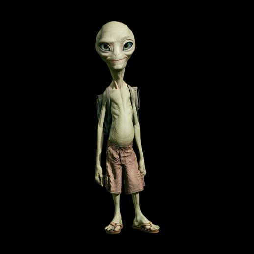 Alien humanoide 3D gratuit personnage extraterrestre stylise