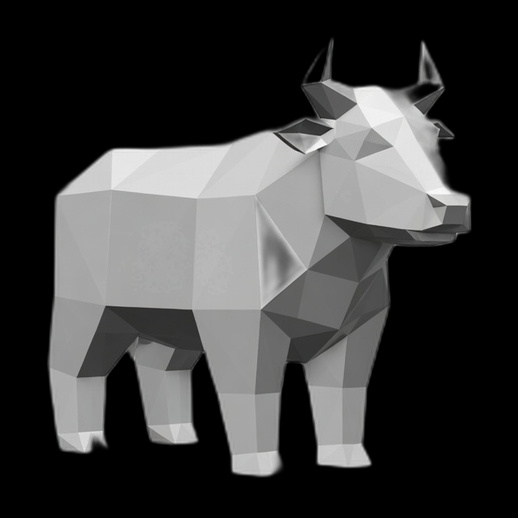 Modele 3D gratuit vache low poly stylisee