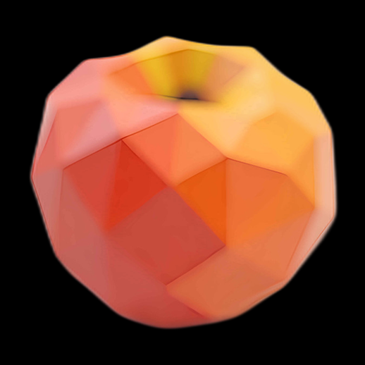 Pomme polygonale orange et rouge 3D - modele 3D gratuit