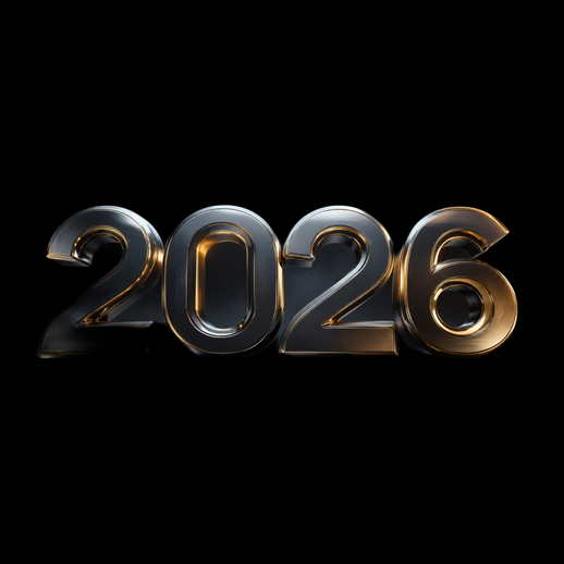 Chiffres 2026 3D gratuit style metal brillant - modele 3D gratuit