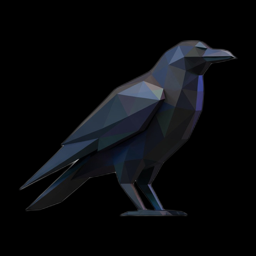Corbeau low poly 3D gratuit stylise
