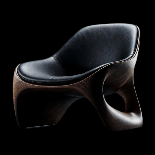 Fauteuil design moderne 3D gratuit bois et cuir - modele 3D gratuit