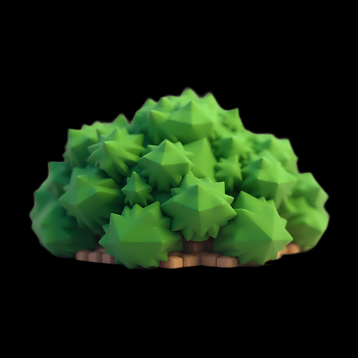 Buisson Low Poly stylisé