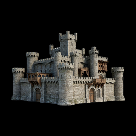 Chateau medieval fortifie 3D gratuit en pierre