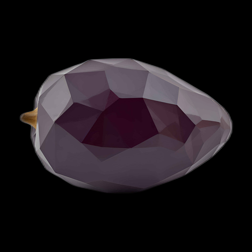 Low-poly 3D olive noire brillante