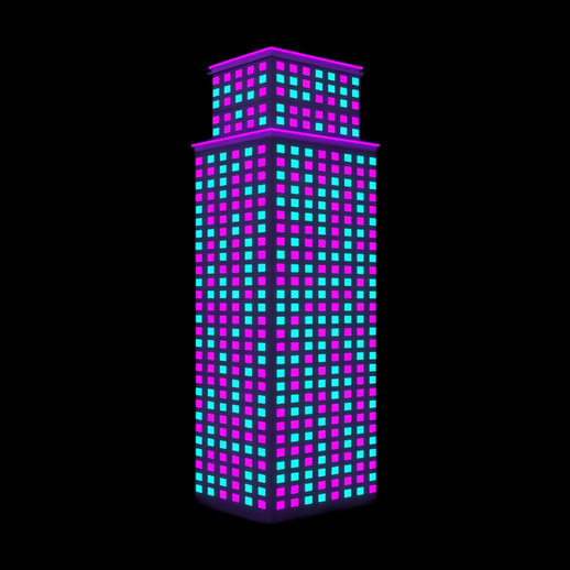 Gratte-ciel neon 3D gratuit style futuriste