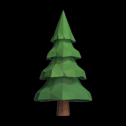 Sapin low poly 3D gratuit stylise