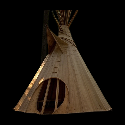 Tipi en bois clair 3D
