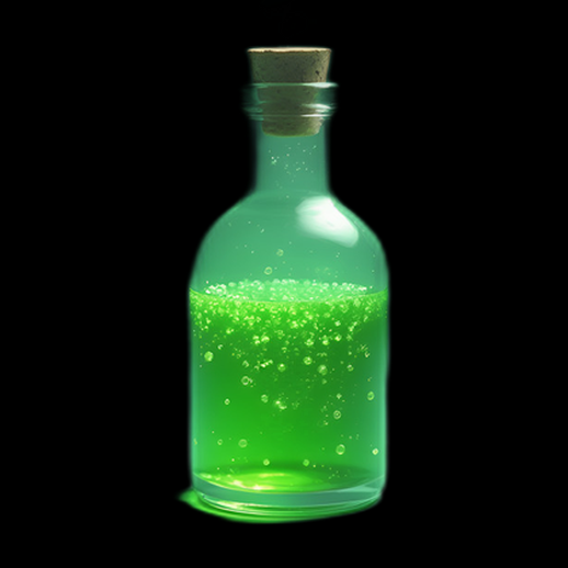 Potion verte lumineuse avec bouchon