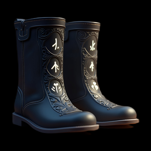 Bottes en cuir noir runique