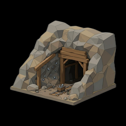 Mine abandonnee 3D gratuit style low poly
