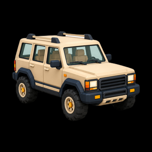 Modele 3D gratuit SUV tout-terrain beige low poly