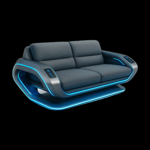 Canapé futuriste 3D gratuit avec éclairage LED bleu - modele 3D gratuit