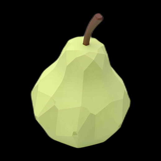 Poire 3D polygonale verte et marron