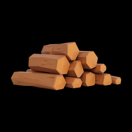 Pile de bûches 3D stylisées