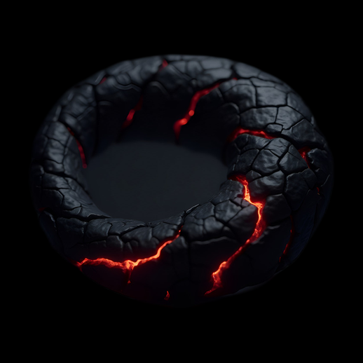 Donut fissuré avec lueur incandescente