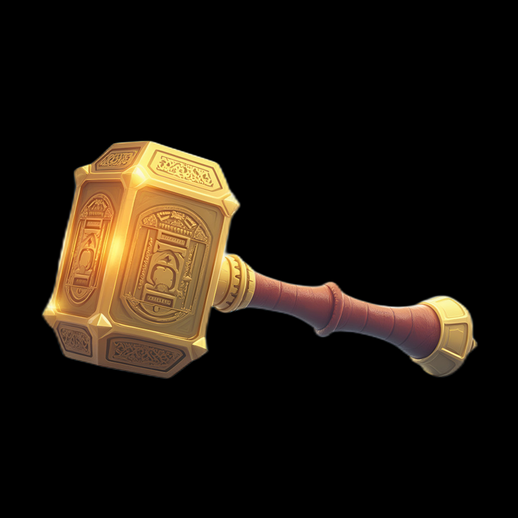 Marteau doré décoratif, asset 3D