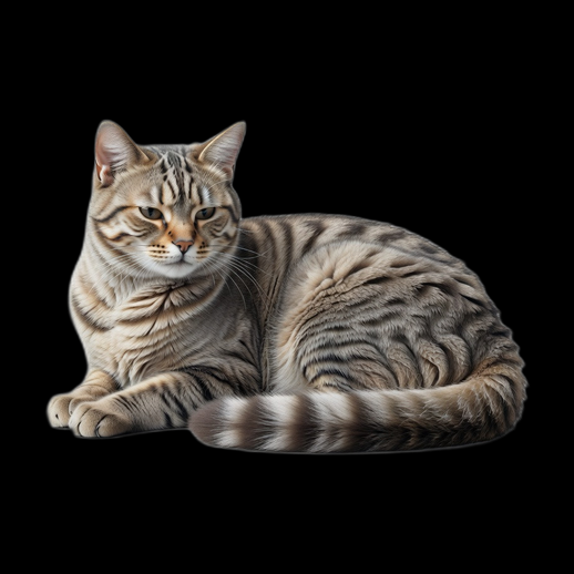 Chat tigré réaliste 3D gratuit couché