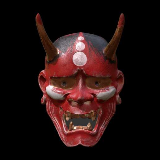 Masque oni japonais 3D gratuit demon rouge