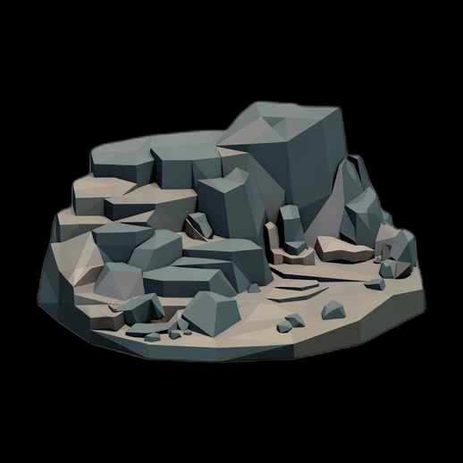 Rocher low poly 3D gratuit stylise