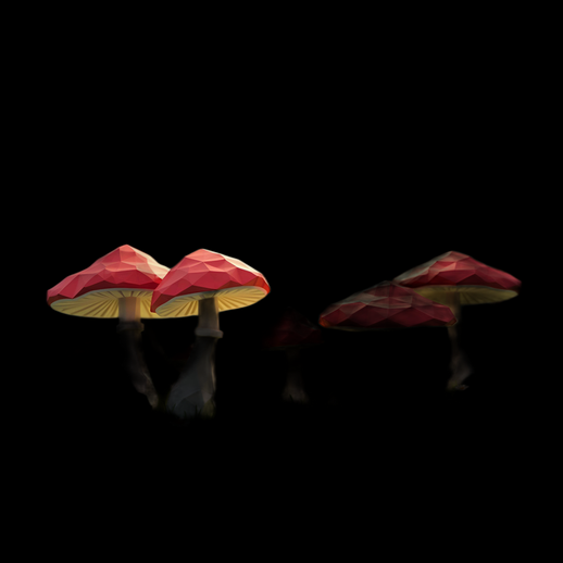 Champignons stylisés 3D rouge et beige