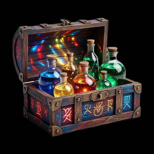 Coffre magique 3D gratuit avec potions colorées