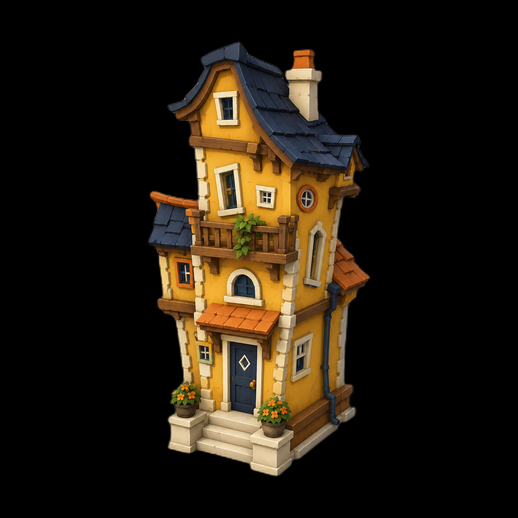 Maison cartoon 3D gratuit style fantasy coloré
