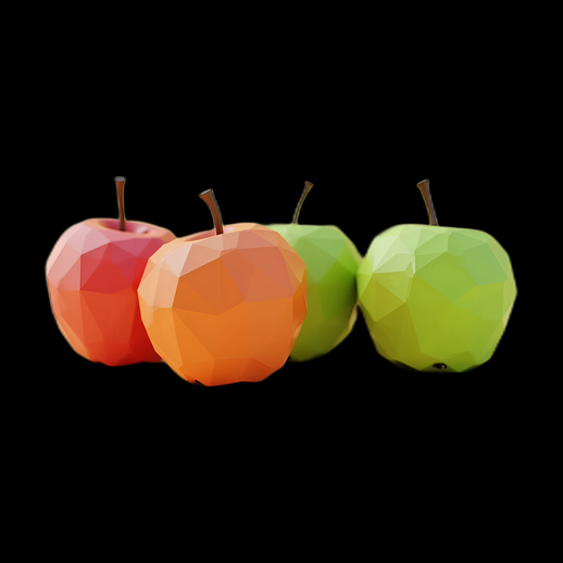Pommes 3D Polygonales Colorées - modele 3D gratuit