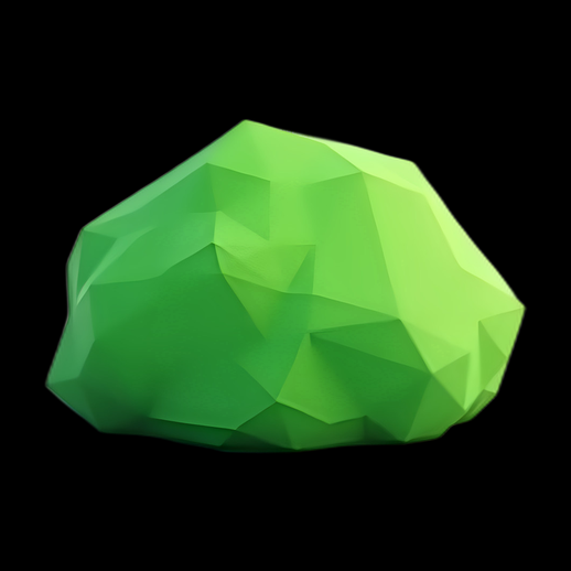 Pierre polygonale verte, asset 3D