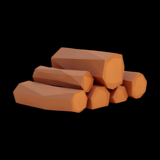 Pile de bois low poly 3D