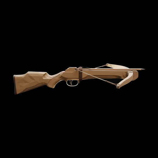 Arbalète 3D marron style low poly