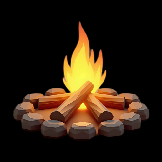 Feu de camp stylisé en 3D