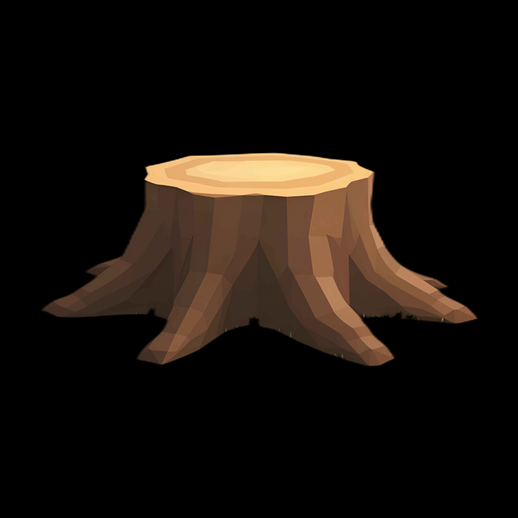 Souche d'arbre 3D low poly