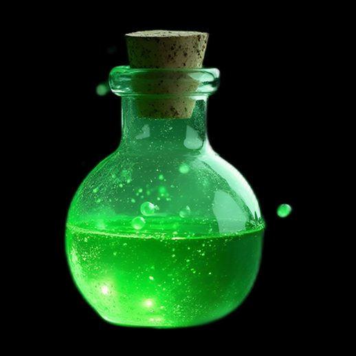 Potion verte lumineuse en fiole