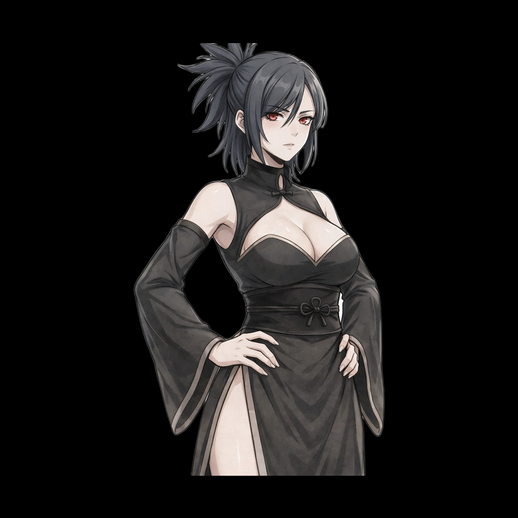 Personnage anime feminin 3D gratuit robe noire