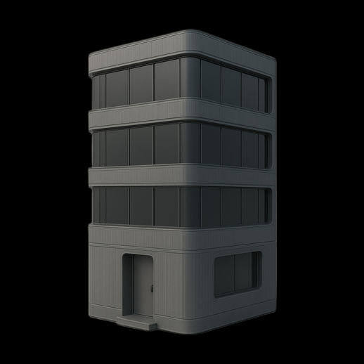 Modèle 3D d'immeuble moderne gris