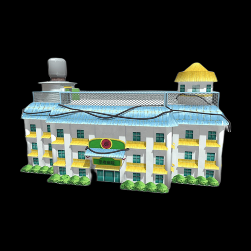 Modele 3D gratuit batiment ecole stylisee colorée