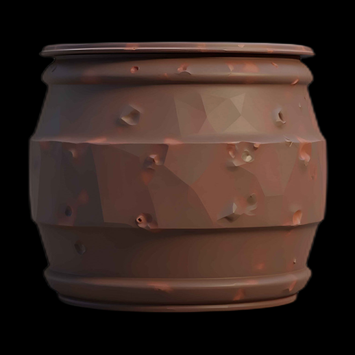 Baril 3D rouillé et endommagé