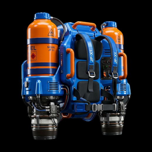 Jetpack futuriste 3D gratuit bleu et orange