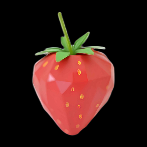 Fraise 3D polygonale rouge stylisée
