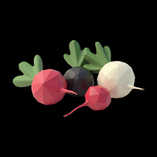 Radis Low Poly Colorés